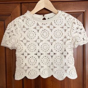 Abercrombie & Fitch White Crochet mosaic Blouse